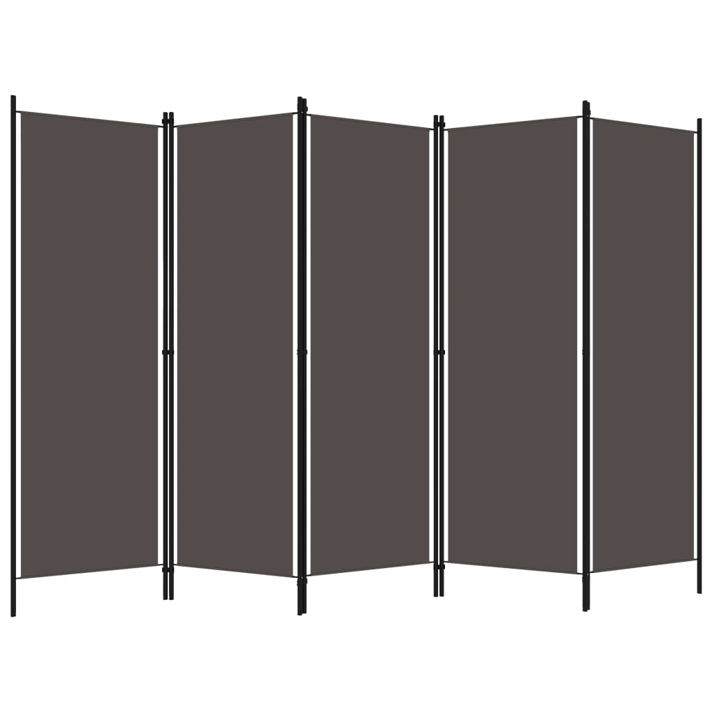 vidaXL Sobna pregrada s 5 panela antracit 250 x 180 cm