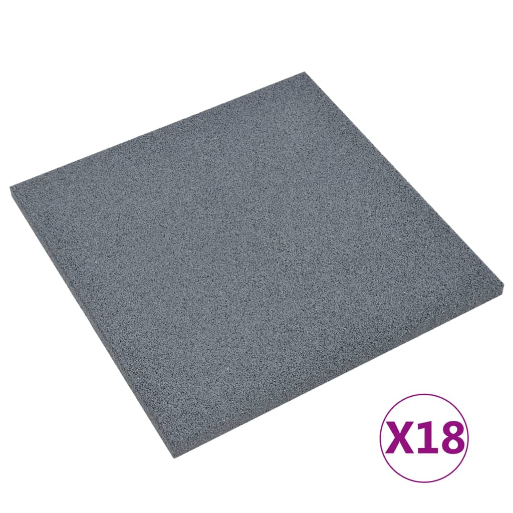 vidaXL Ploče za zaštitu od pada 18 kom gumene 50 x 50 x 3 cm sive