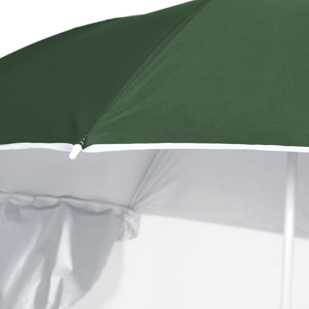 vidaXL Suncobran za plažu s bočnim stijenkama zeleni 215 cm
