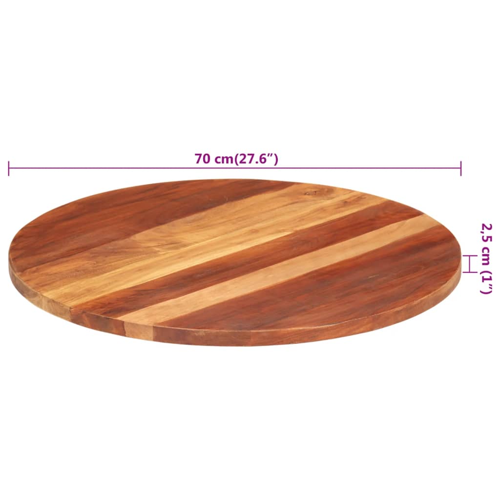 vidaXL Stolna ploča od masivnog drva šišama okrugla 25 - 27 mm 70 cm
