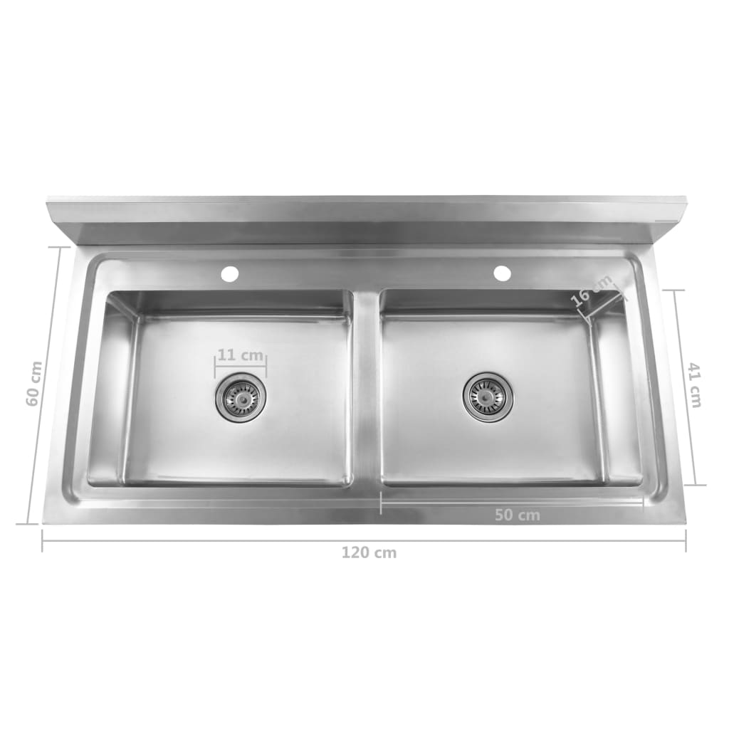 vidaXL Kuhinjski sudoper s dvostrukom kadicom od nehrđajućeg čelika