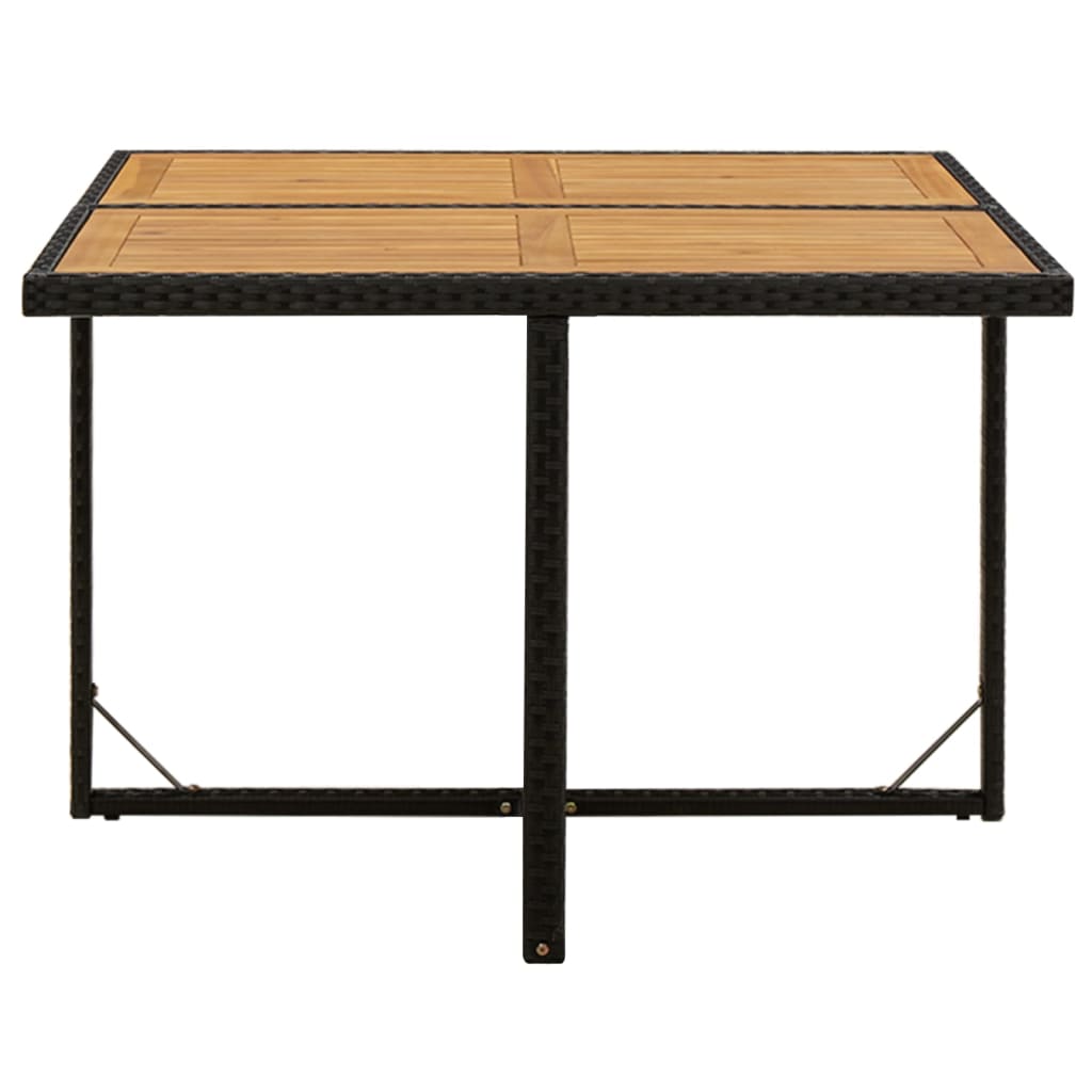vidaXL Vrtni stol crni 109 x 107 x 74 cm od poliratana i drva bagrema