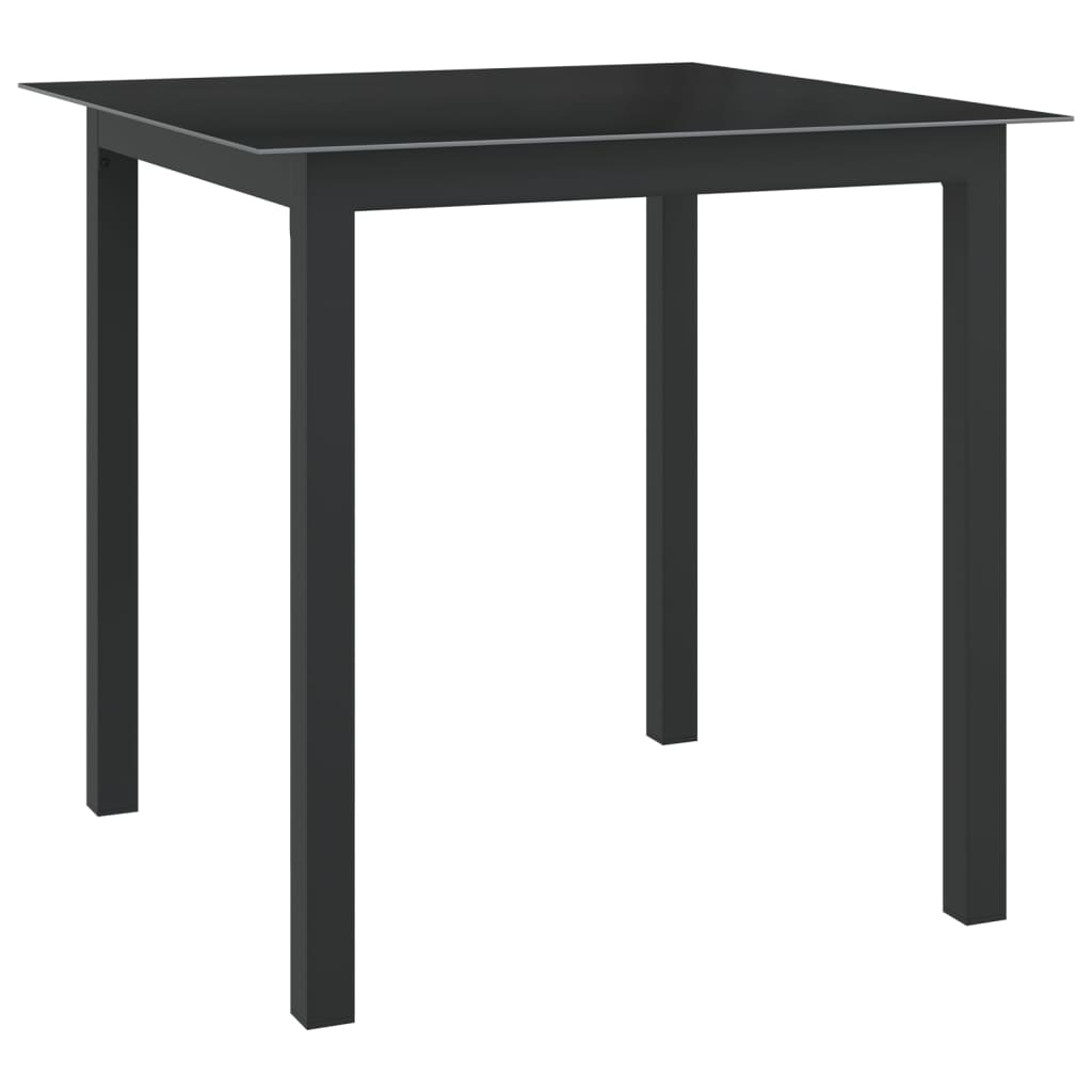 vidaXL Vrtni stol crni 80 x 80 x 74 cm od aluminija i stakla