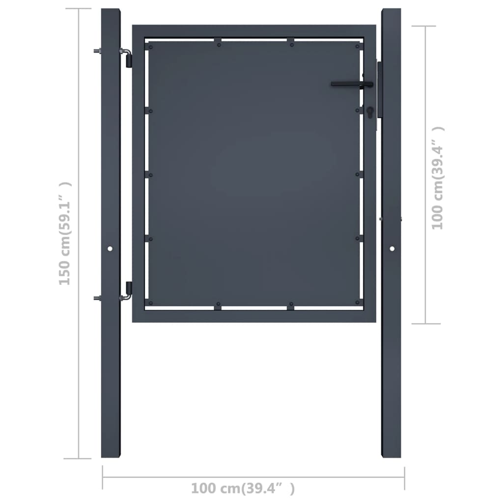vidaXL Vrtna vrata čelična 100 x 100 cm antracit