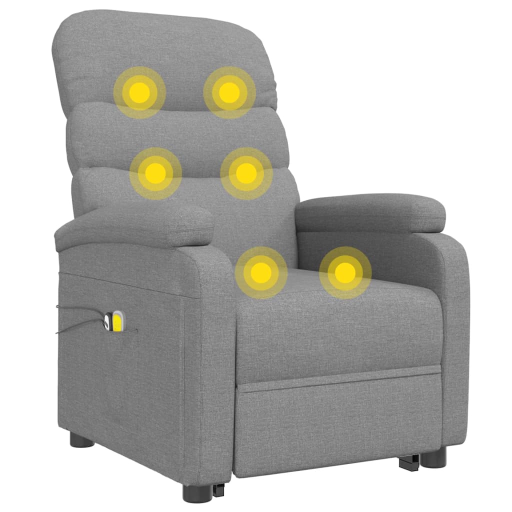 vidaXL Masažna fotelja na podizanje od tkanine svjetlosiva