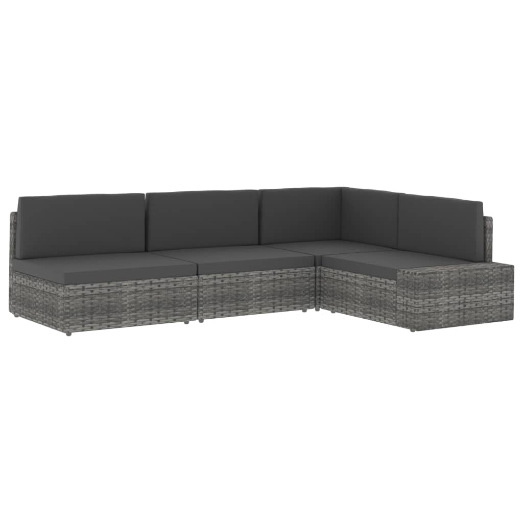 vidaXL Modularna kutna sofa od poliratana s desnim naslonom siva