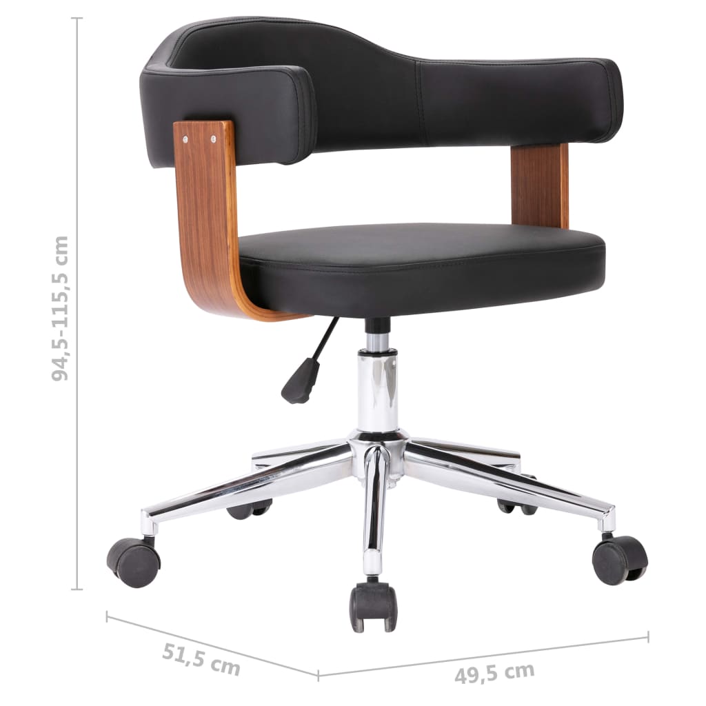vidaXL Okretna blagovaonska stolica crna savijeno drvo i umjetna koža