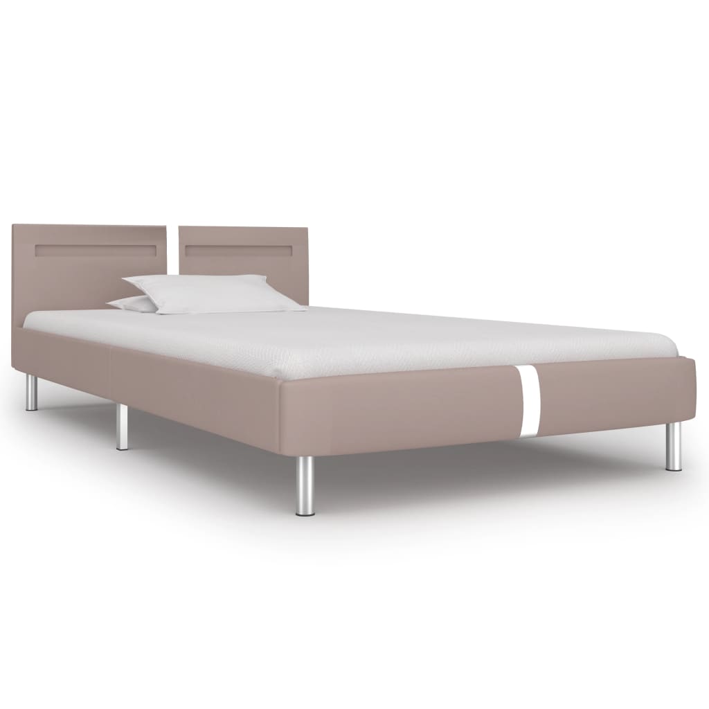 vidaXL Okvir za krevet od umjetne kože LED boja cappuccina 90 x 200 cm