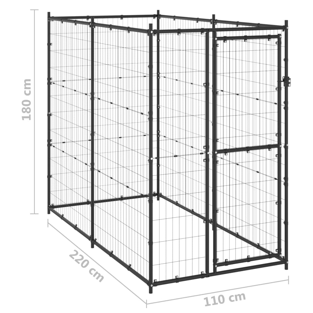 vidaXL Vanjski kavez za pse čelični 110 x 220 x 180 cm