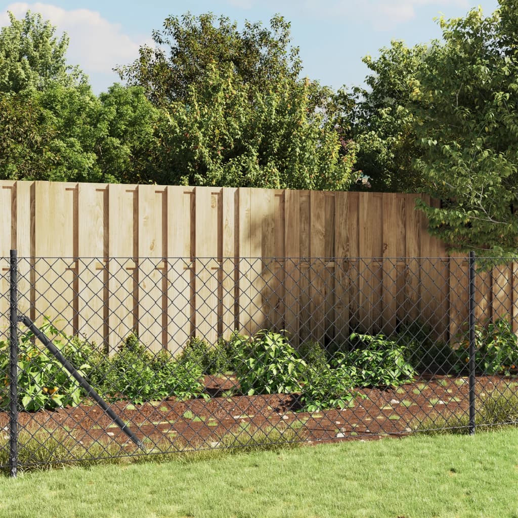 vidaXL Žičana ograda sa šiljastim držačima antracit 0,8 x 10 m