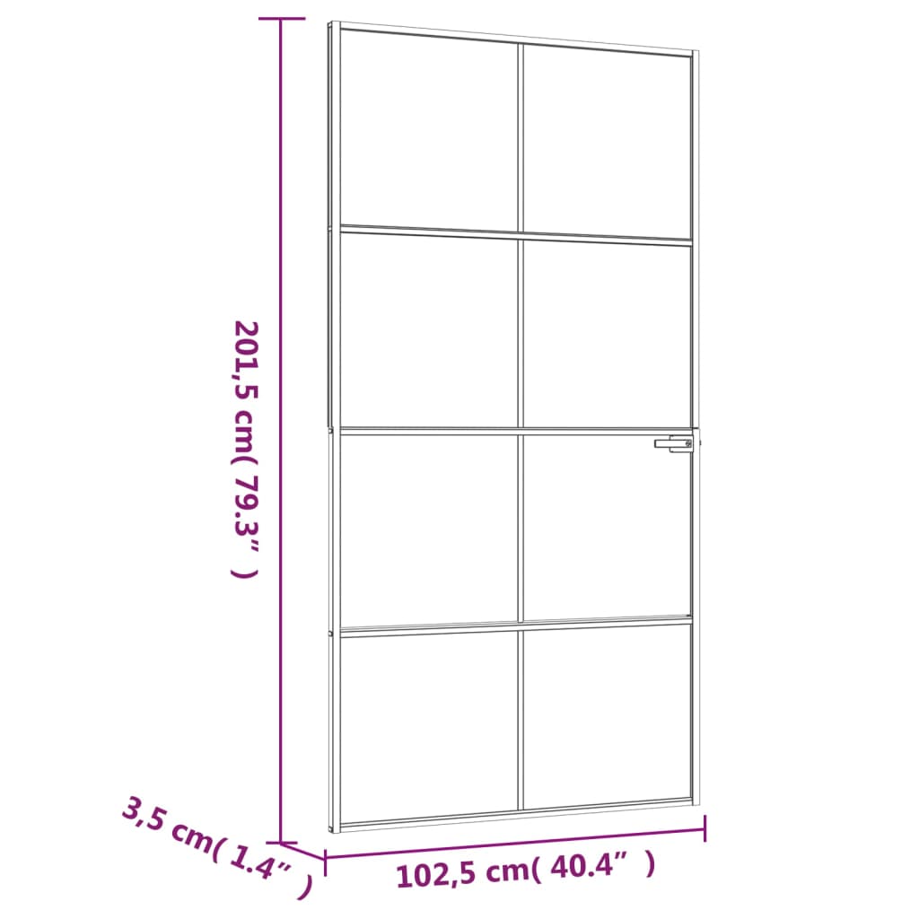 vidaXL Sobna vrata bijela 102x201,5 cm kaljeno staklo i aluminij tanka