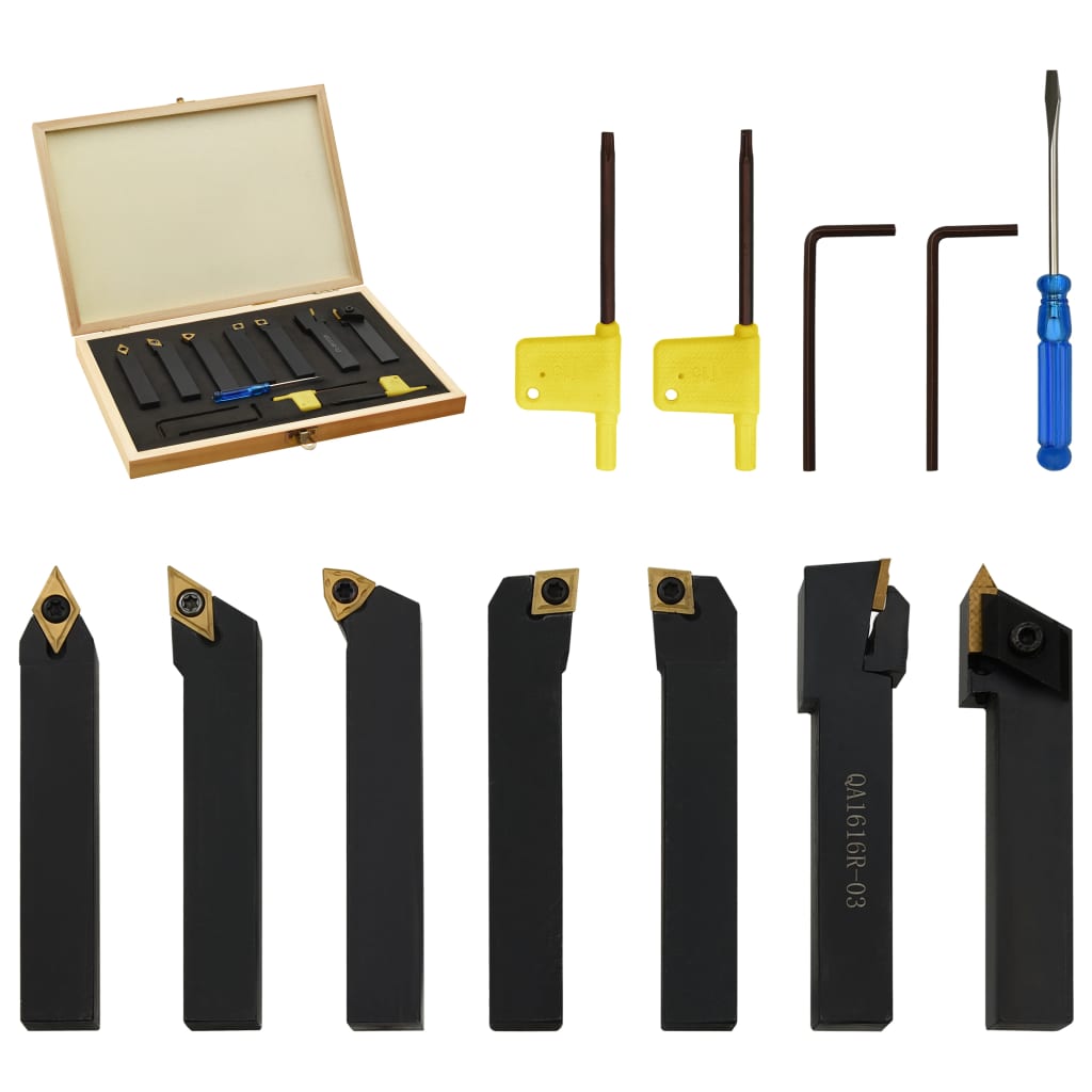 vidaXL 12-dijelni set izmjenjivih alata za tokarenje 16 x 16 mm 100 mm