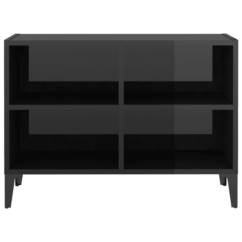 vidaXL TV ormarić s metalnim nogama visoki sjaj crni 69,5 x 30 x 50 cm