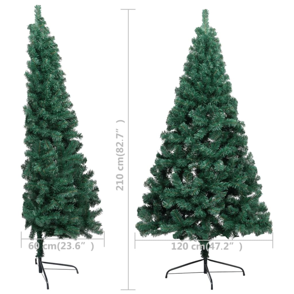 vidaXL Umjetna osvijetljena polovica božićnog drvca zelena 210 cm PVC