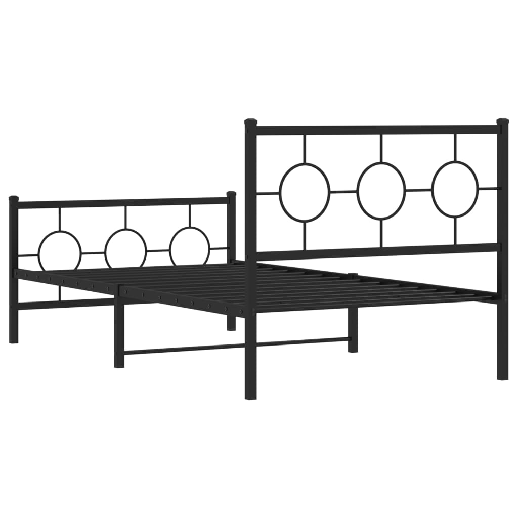 vidaXL Metalni okvir kreveta uzglavlje i podnožje crni 100x200 cm