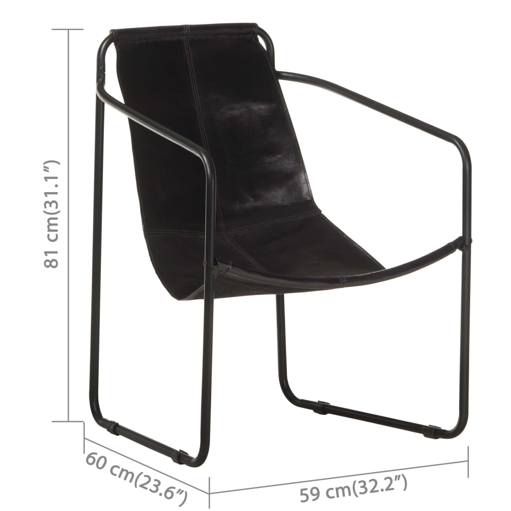 vidaXL Fotelja za opuštanje od prave kože crna