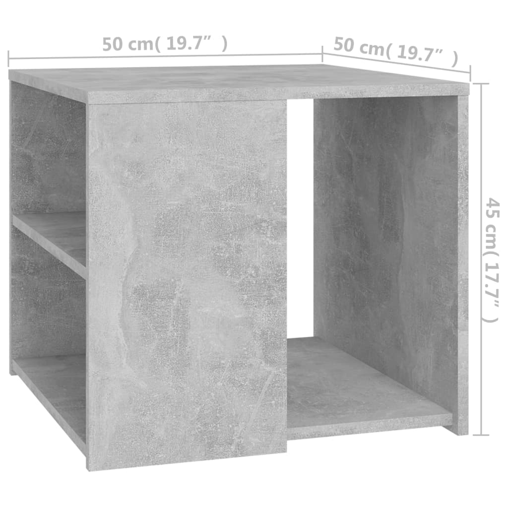 vidaXL Bočni stolić siva boja betona 50 x 50 x 45 cm od iverice