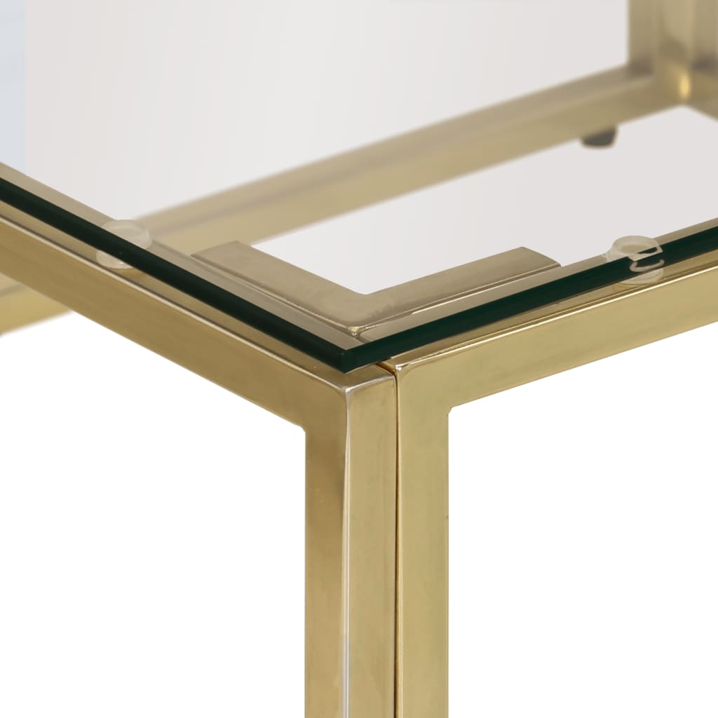 vidaXL Stolić za kavu zlatni od nehrđajućeg čelika i kaljenog stakla