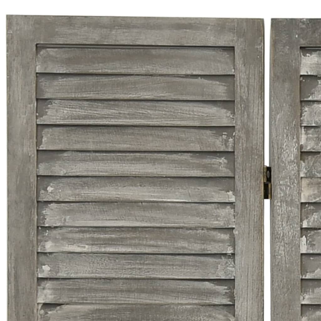 vidaXL Sobna pregrada s 3 panela siva 106,5 x 166 cm od masivnog drva