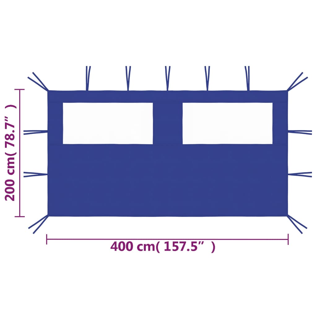 vidaXL Bočni zid za sjenicu s prozorima 4 x 2 m plavi