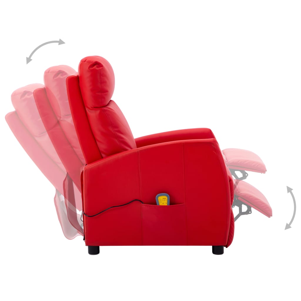 vidaXL Električna masažna fotelja crvena od umjetna koža