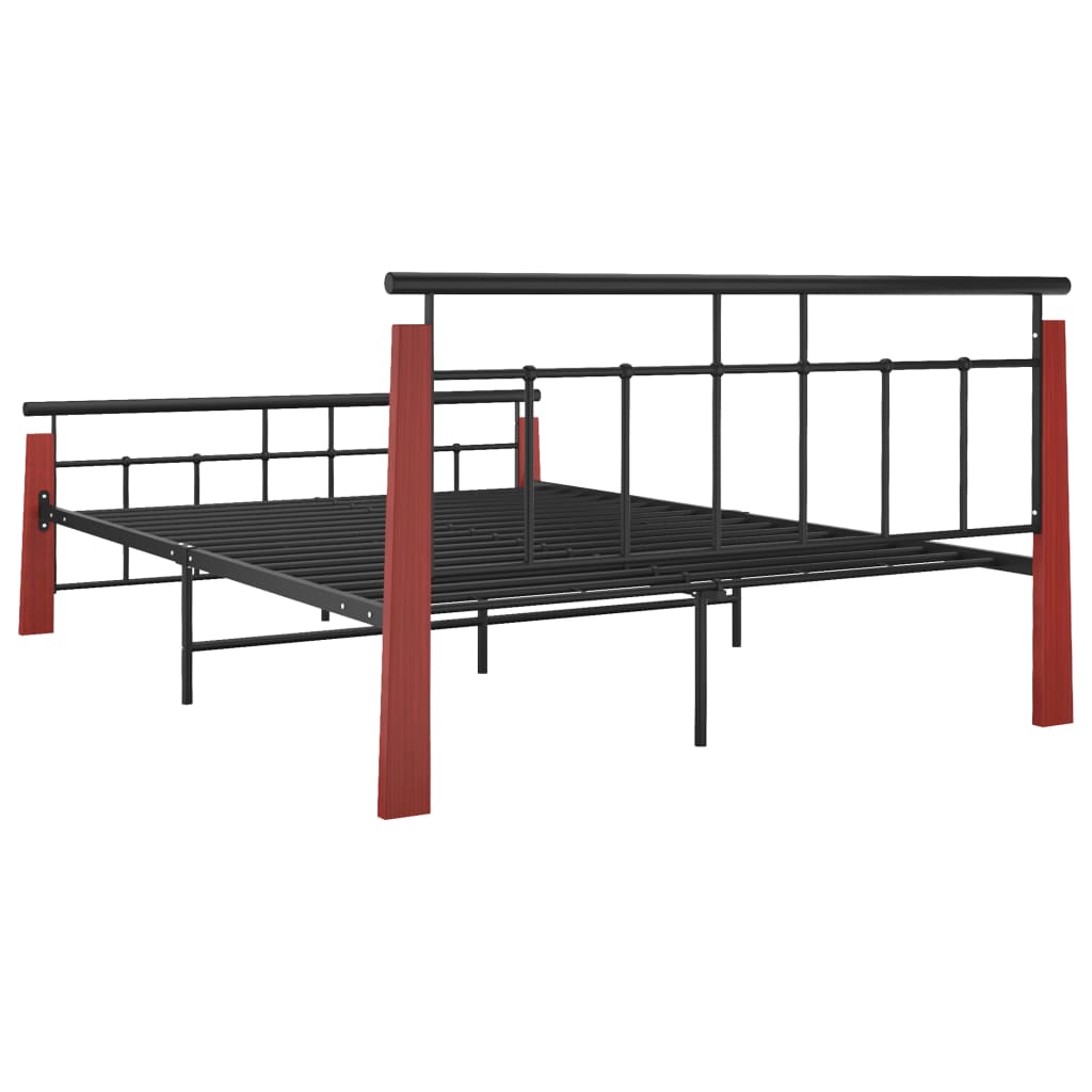 vidaXL Okvir za krevet od metala i masivne hrastovine 140 x 200 cm