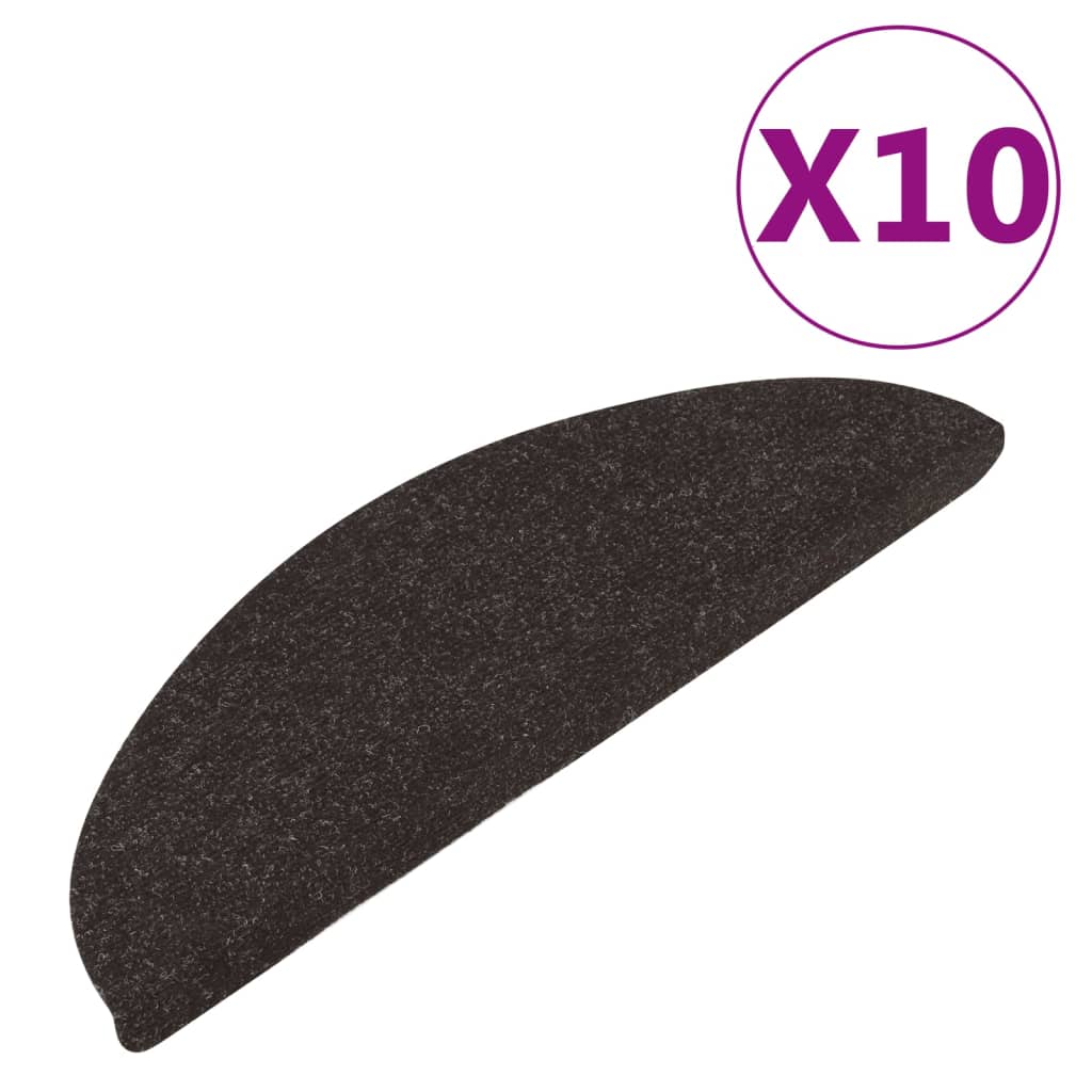 vidaXL Samoljepljivi otirači za stepenice 10 kom crni 65x22,5x3,5 cm