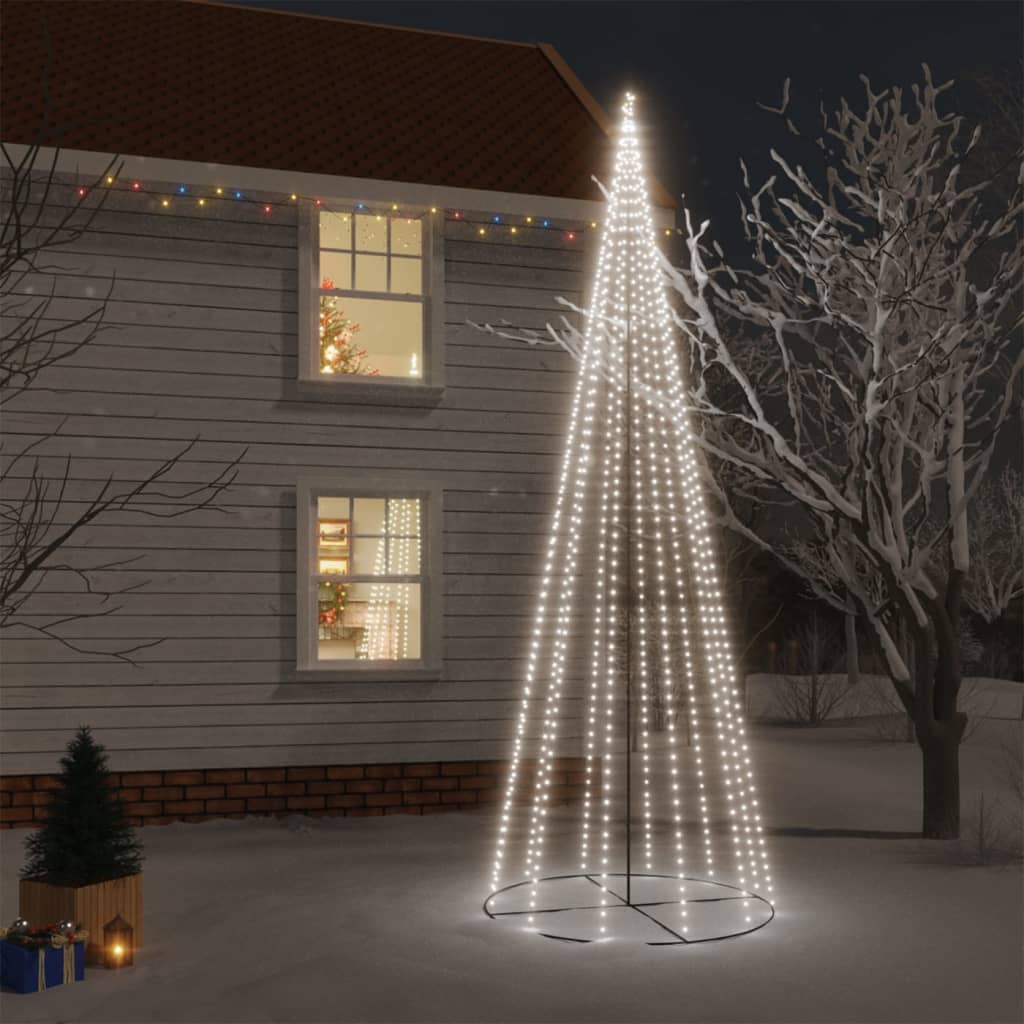 vidaXL Stožasto božićno drvce hladno bijelo 732 LED žarulje 160x500 cm