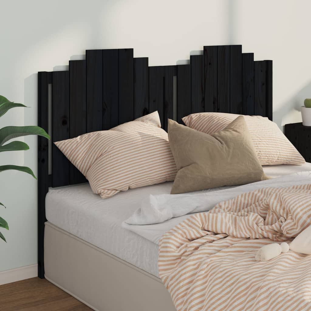vidaXL Uzglavlje za krevet crno 156 x 4 x 110 cm od masivne borovine