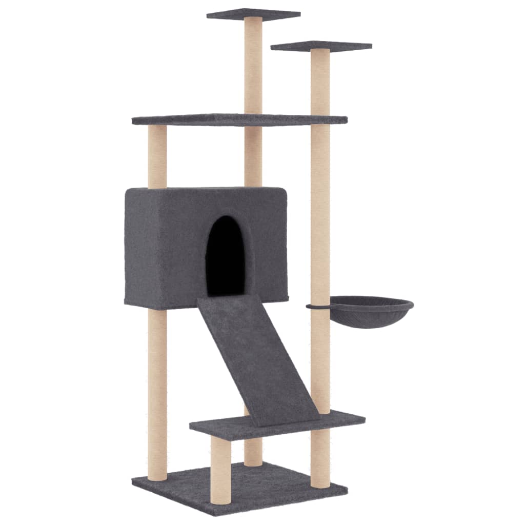 vidaXL Penjalica za mačke sa stupovima za grebanje tamnosiva 153 cm