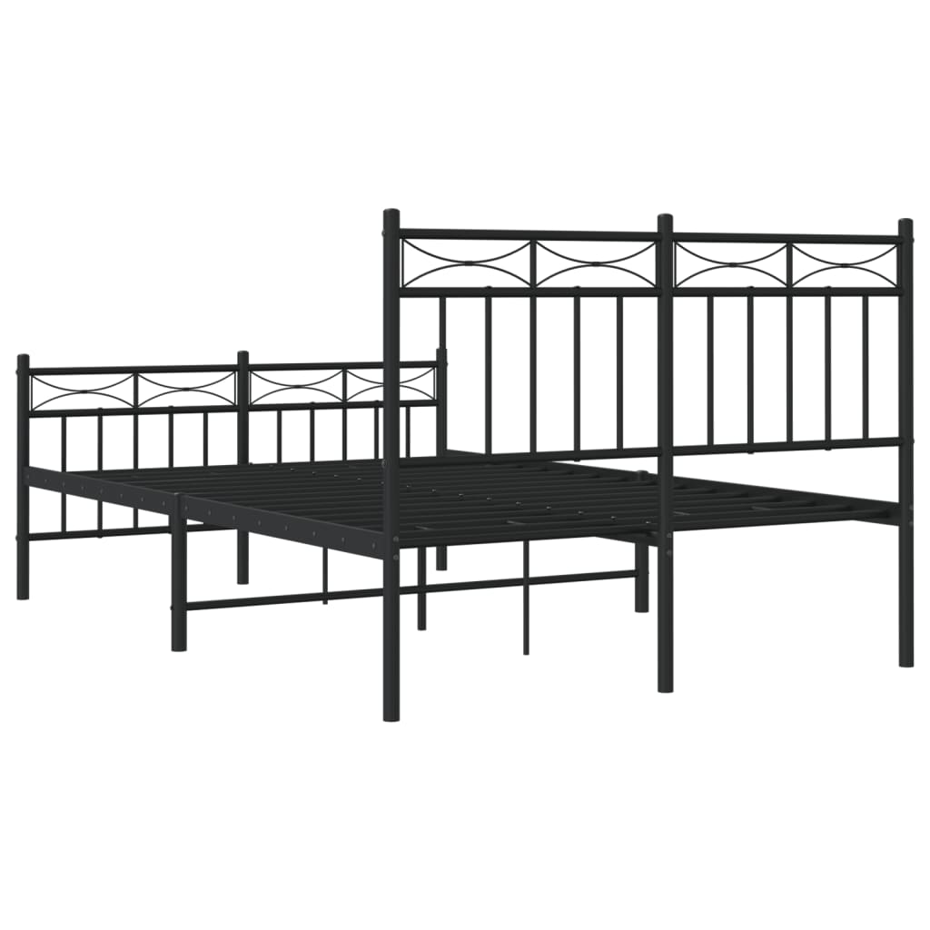 vidaXL Metalni okvir kreveta uzglavlje i podnožje crni 120x190 cm