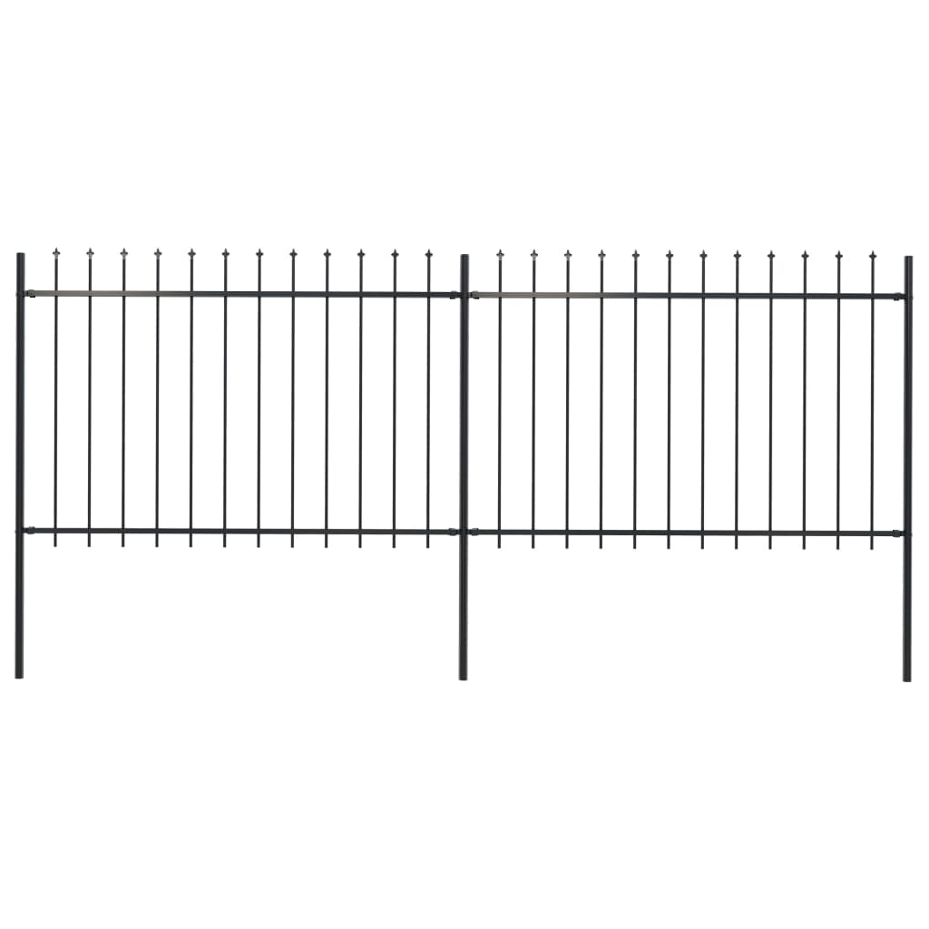 vidaXL Vrtna ograda s ukrasnim kopljima čelična 3,4 x 1,2 m crna