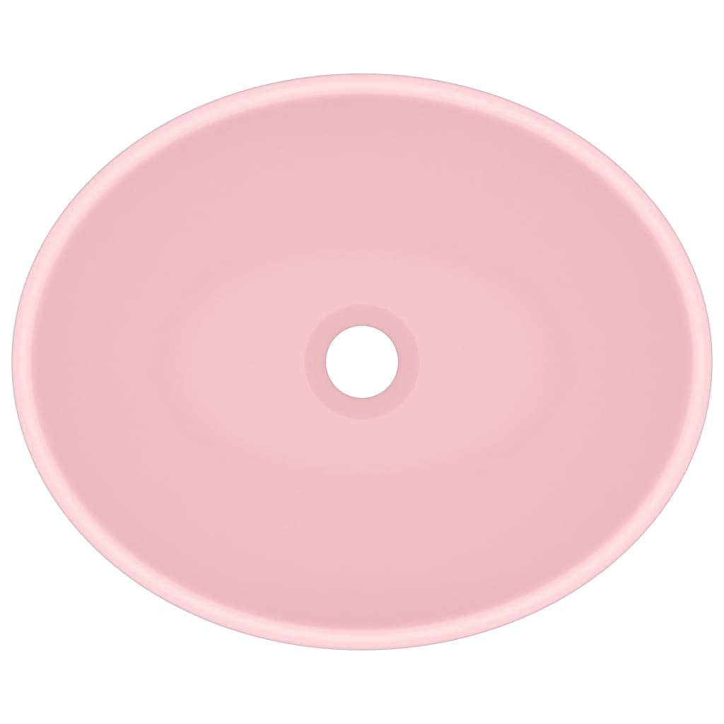 vidaXL Luksuzni ovalni umivaonik mat ružičasti 40 x 33 cm keramički