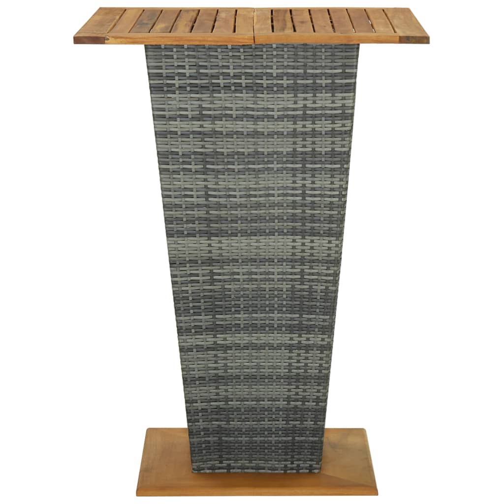 vidaXL Barski stol sivi 80x80x110 cm poliratan i masivno drvo bagrema