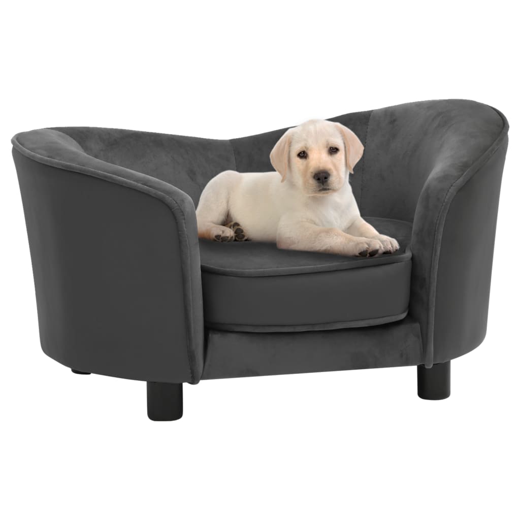 vidaXL Sofa za pse tamnosiva 69 x 49 x 40 cm od pliša i umjetne kože