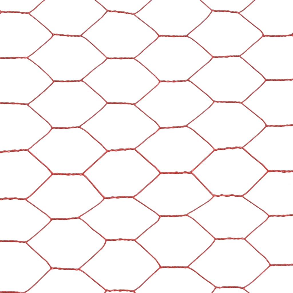 vidaXL Žičana mreža od čelika s PVC oblogom za kokoši 25 x 1 m crvena