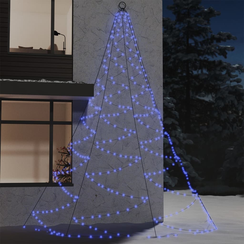 vidaXL Zidno drvce s metalnom kukom i 720 LED žarulja plavo 5 m