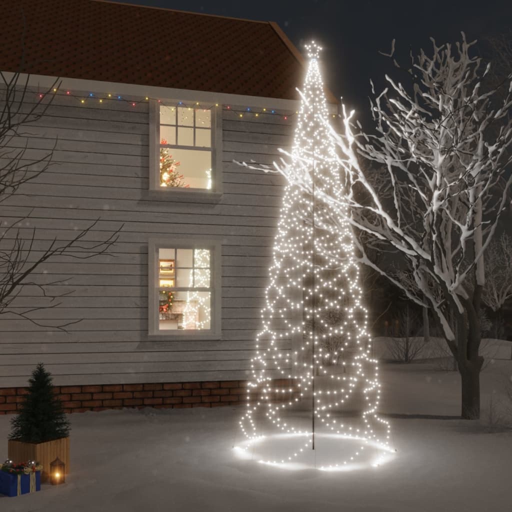 vidaXL Božićno drvce s metalnim stupom 1400 LED hladne bijele 5 m