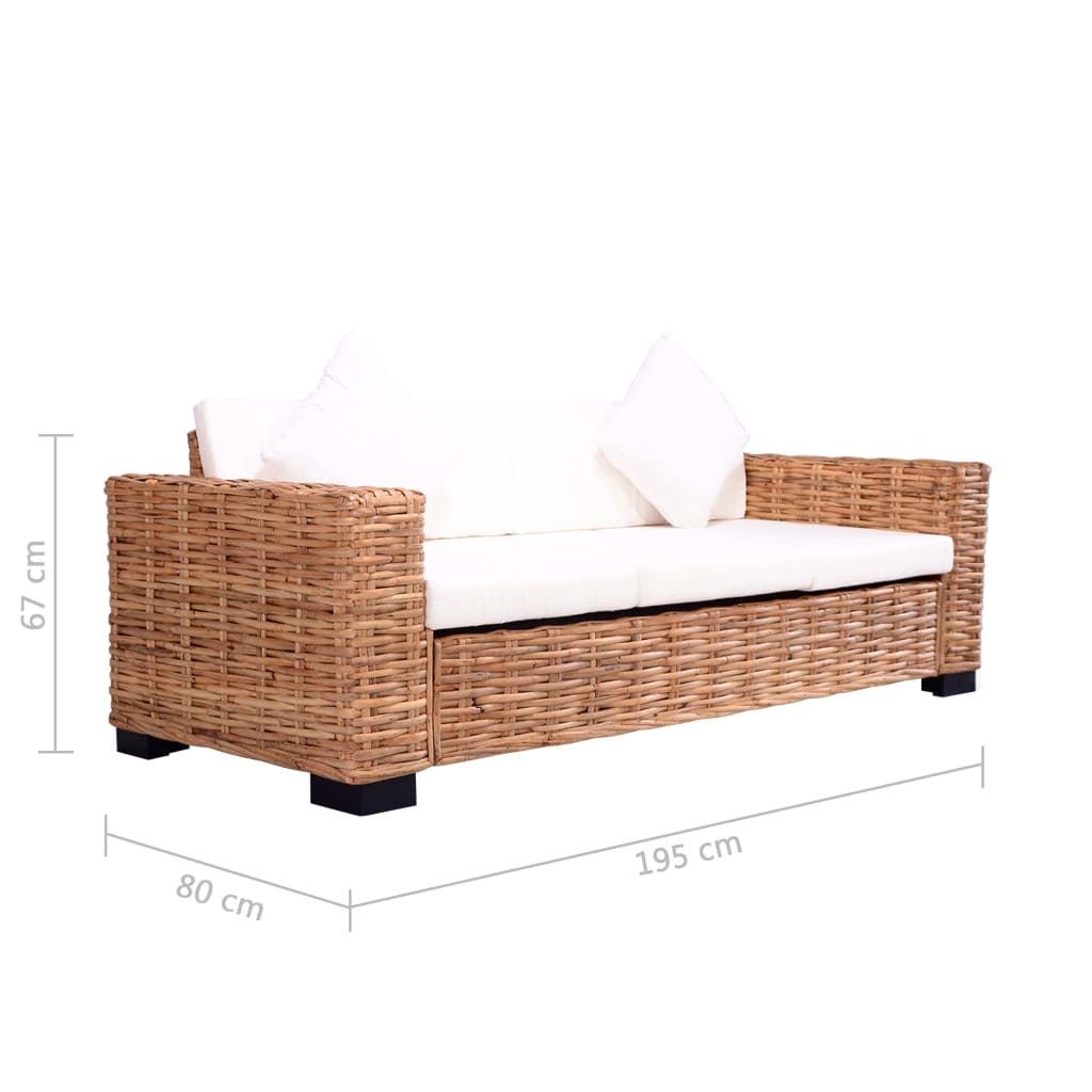vidaXL 2-dijelni set vrtnih sofa od prirodnog ratana s jastucima