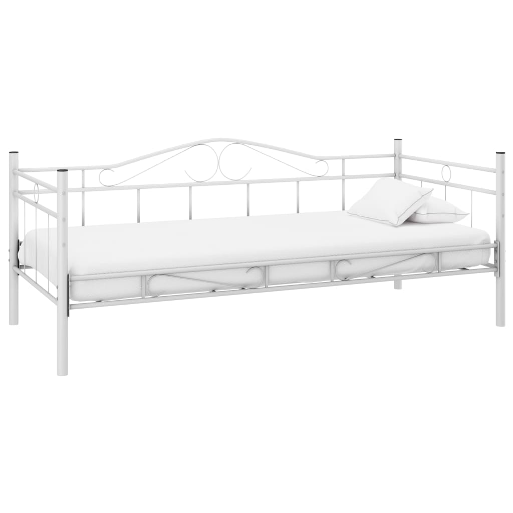vidaXL Okvir za dnevni krevet bijeli metalni 90 x 200 cm