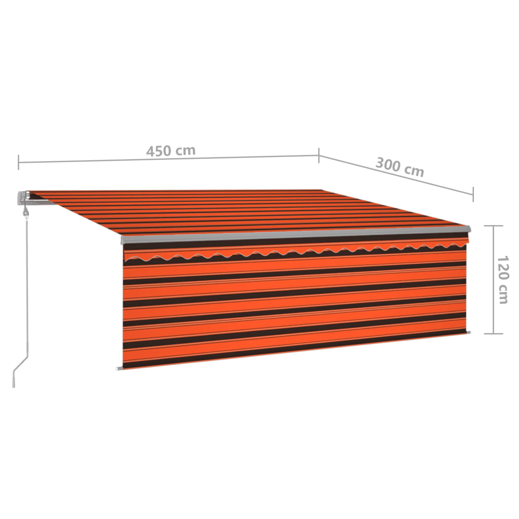 vidaXL Automatska tenda na uvlačenje s roletom 4,5x3m narančasto-smeđa