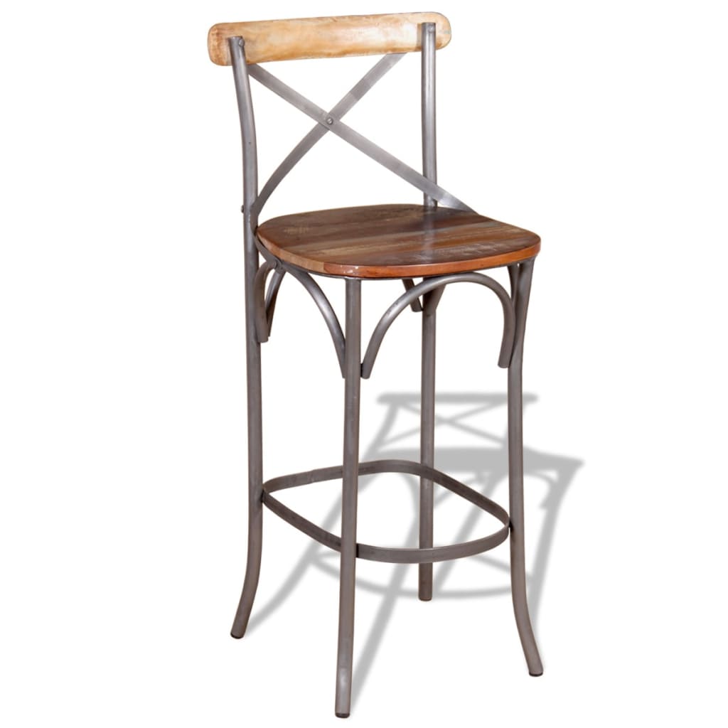 vidaXL Barski stolac od masivnog obnovljenog drva