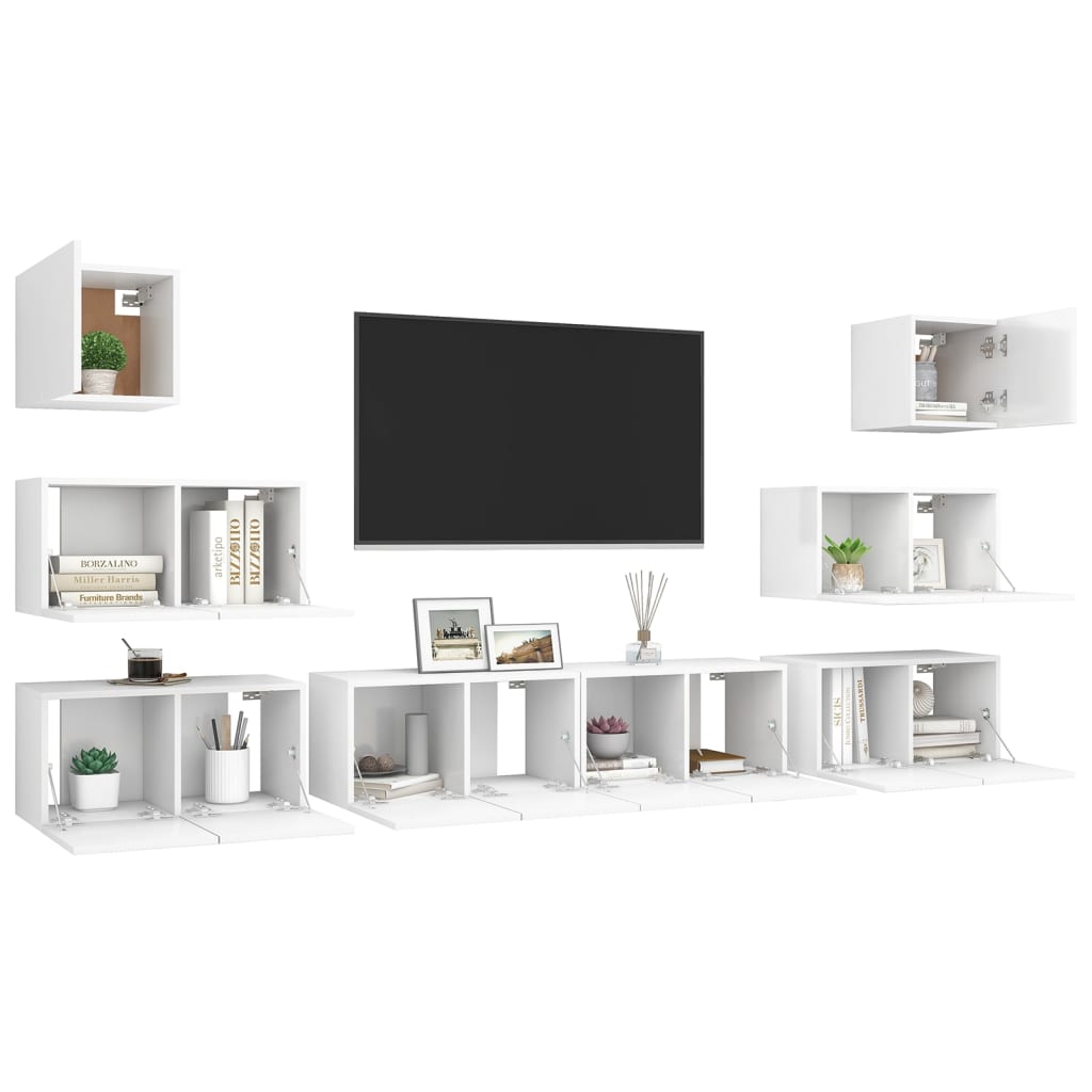 vidaXL 8-dijelni set TV ormarića bijeli od iverice