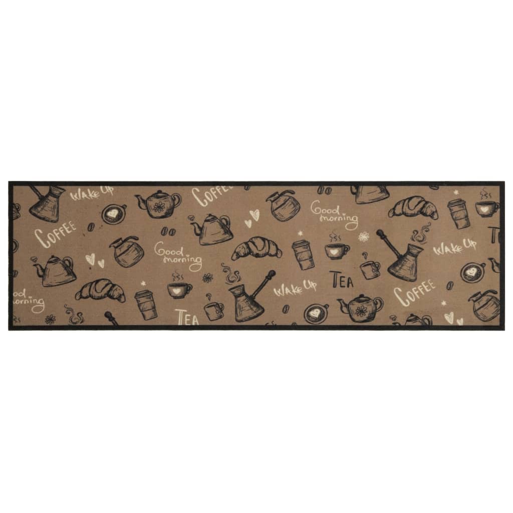 vidaXL Kuhinjski tepih perivi s natpisom Morning 45x150 cm baršunasti