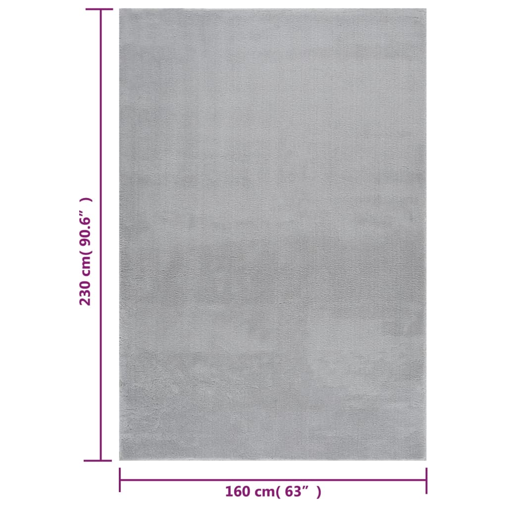 vidaXL Perivi mekani pahuljasti tepih 160 x 230 cm protuklizni sivi
