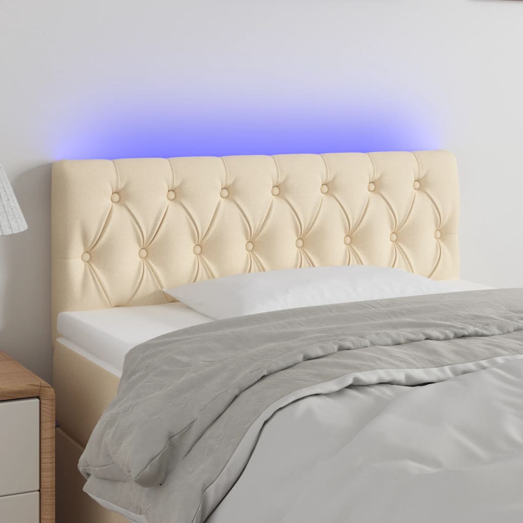 vidaXL LED uzglavlje krem 90 x 7 x 78/88 cm od tkanine