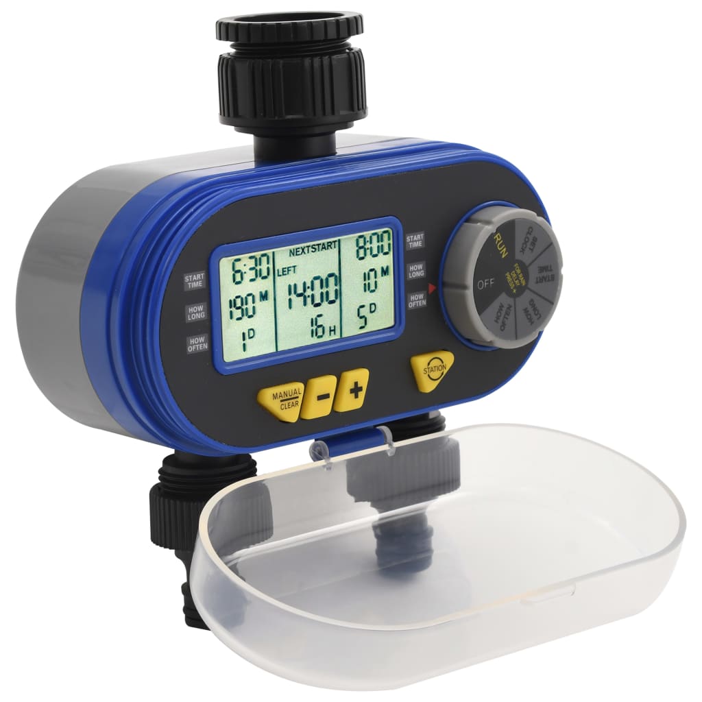 vidaXL Digitalni mjerač vremena za vodu s 2 izlaza i senzorom vlage