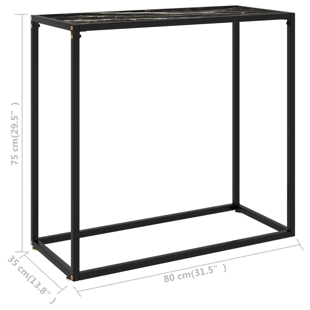 vidaXL Konzolni stol crni 80 x 35 x 75 cm od kaljenog stakla