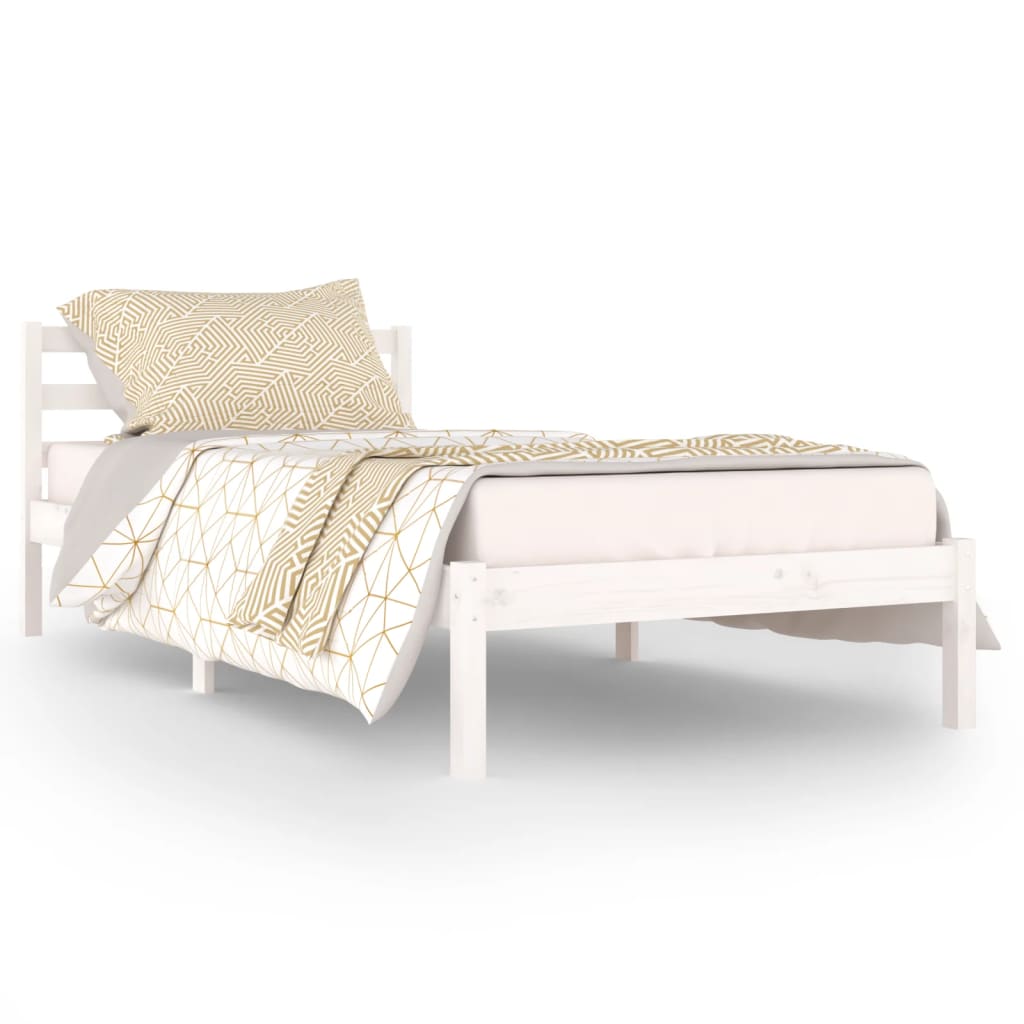 vidaXL Okvir za krevet od masivne borovine 90 x 200 cm bijeli