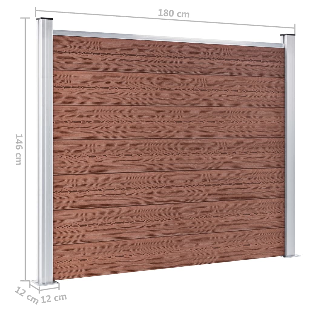 vidaXL Set panela za ogradu WPC 526 x 146 cm smeđi